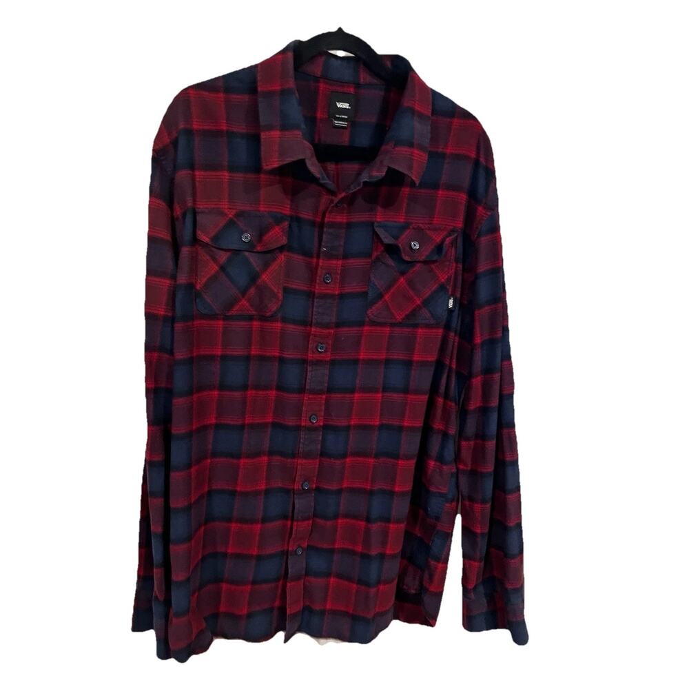 Vans Banfield Flannel Long Sleeve Shirt Blue/Red Dahlia Men’s Size XXL